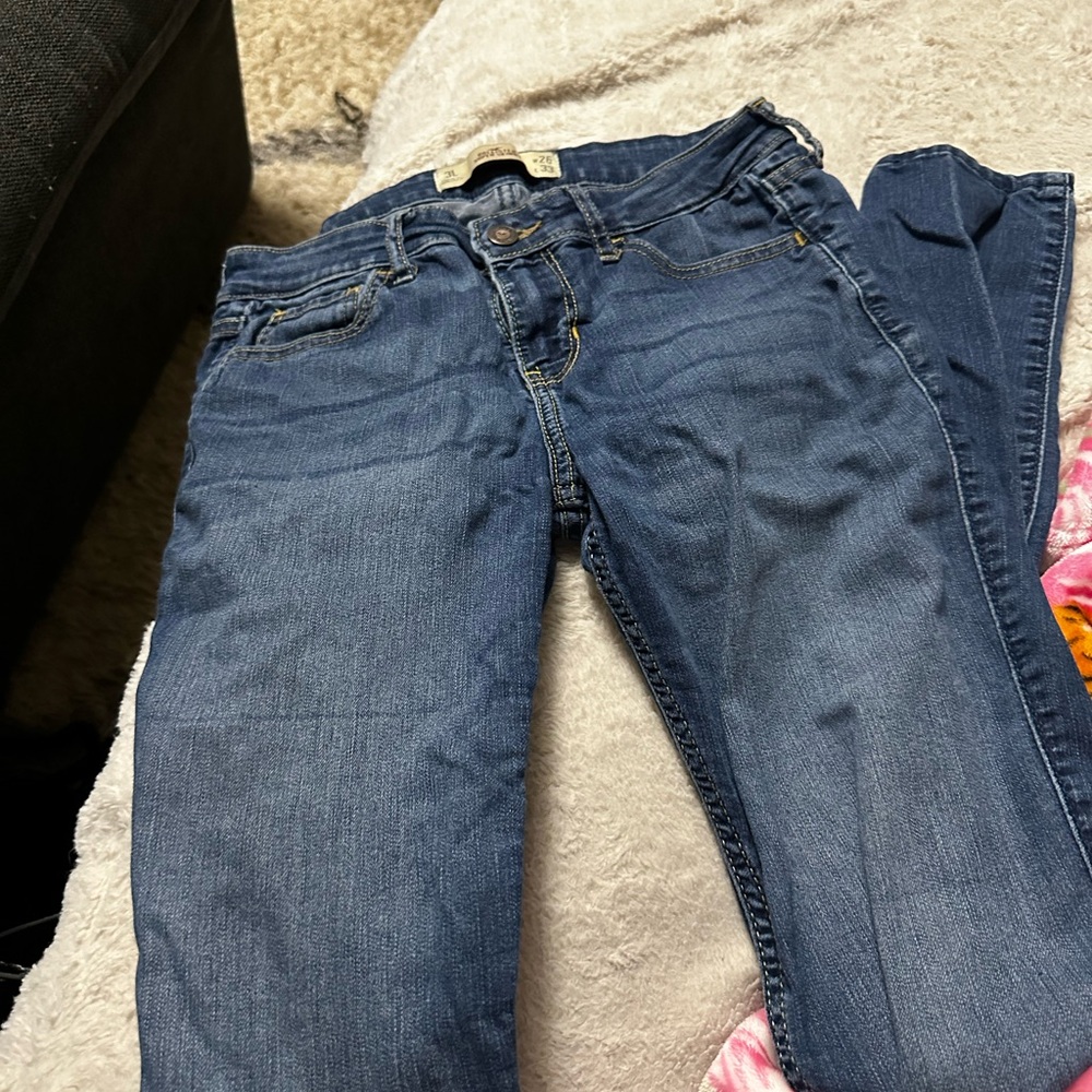 Hollister Women's Dark Blue Straight Leg Jeans